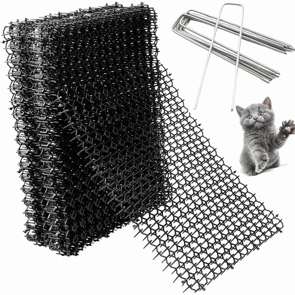 12 Piezas Pinchos Anti Gatos,Alfombrilla Repelente para Gatos,Anti-Gatos Tiras de Espigas para Animales de Mascotas,Repelente De Disuasión Mat con U Pico,para Proteger Las Plantas, Jardin(40 * 20 cm)