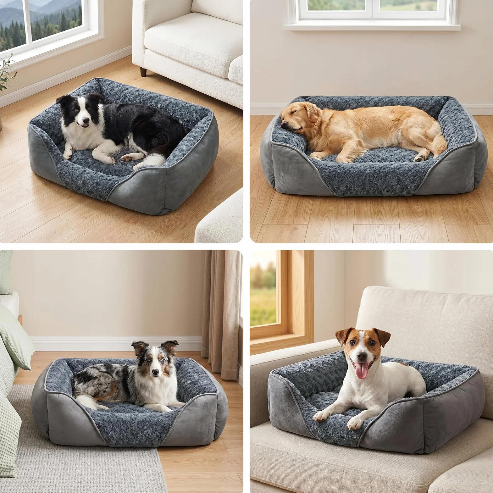 JOEJOY Cama para Perros Medianos, Cama Perro Lavable, Suave, Antideslizante para Pequeños y Medianos y Gatos, 63x53x20cm