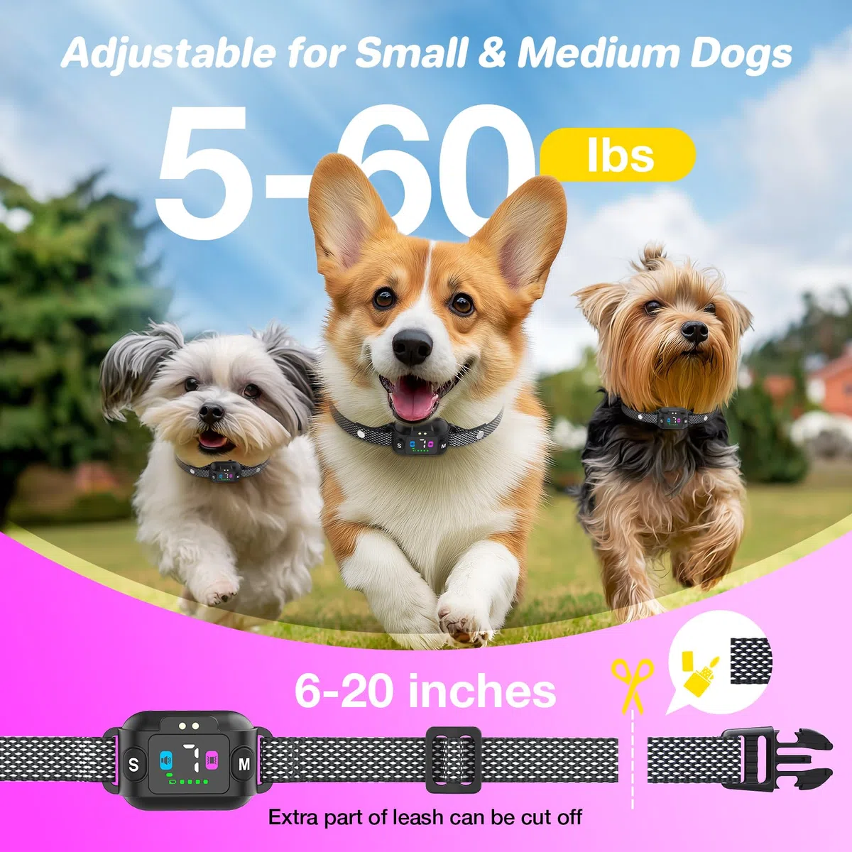 Collar Antiladridos para Perros - Collar Adiestramiento con 7 Niveles de Sensibilidad Ajustables, Recargable 3 Modos de Eficiente, Impermeable IP67 Cuello Perros Pequeños y Grandes (Gris)