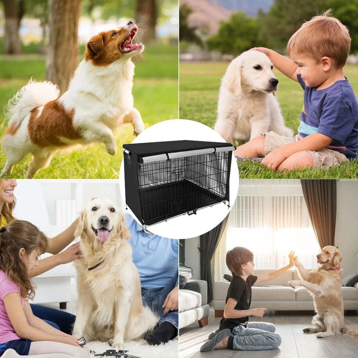 Funda para Jaula de Perro – Funda cálida para Jaula | Todos los Lados Abiertos se Pueden Lavar a máquina y secar en seco, Resistentes al Agua, Anti-UV, para Jaula de Perro de Alambre