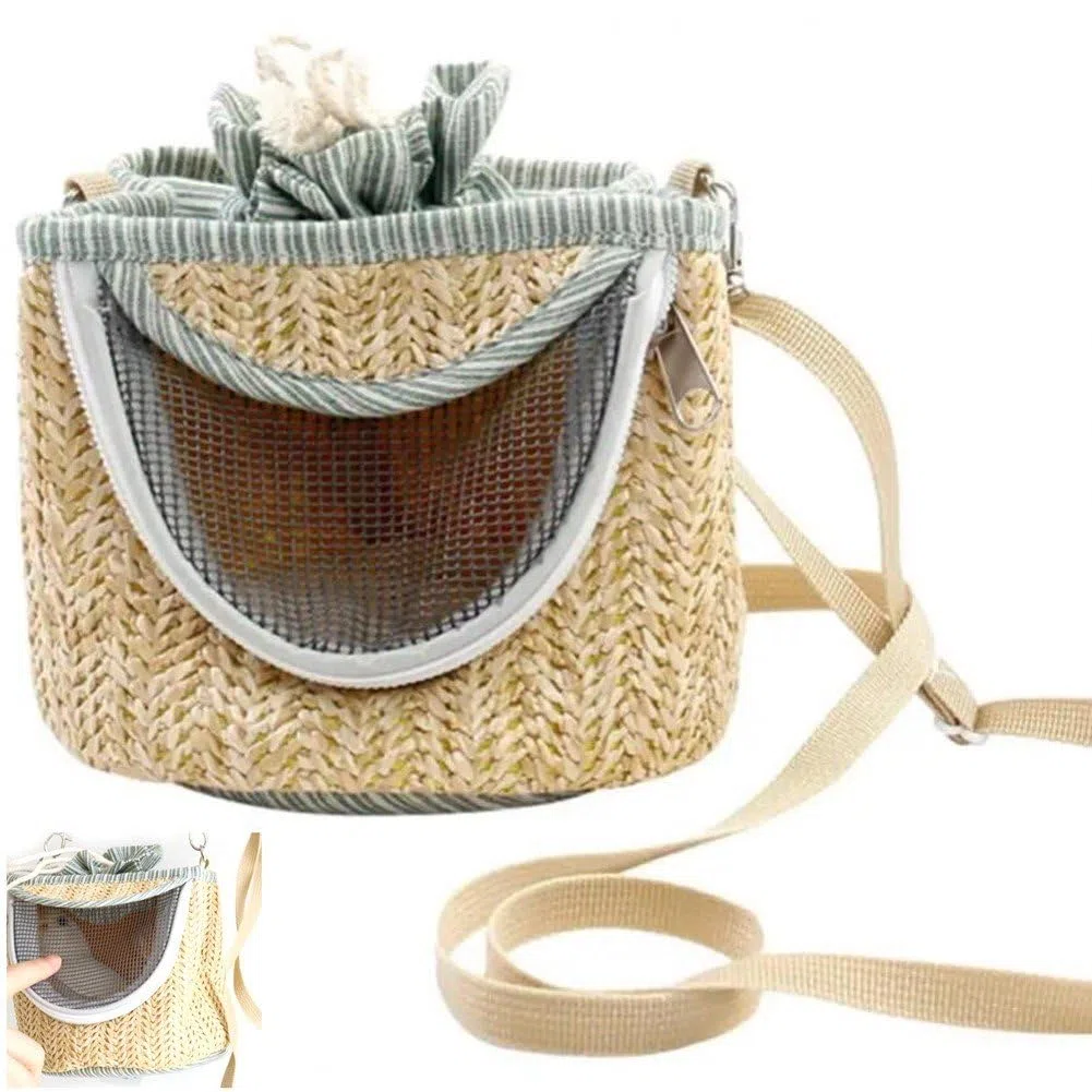Mochila Tejida para Pájaros, Bolsa De Transporte para Loros Y Pájaros, Bolsa De Viaje para Mascotas con Correa De Hombro Ajustable para Loros, Periquitos, Mascotas Pequeñas