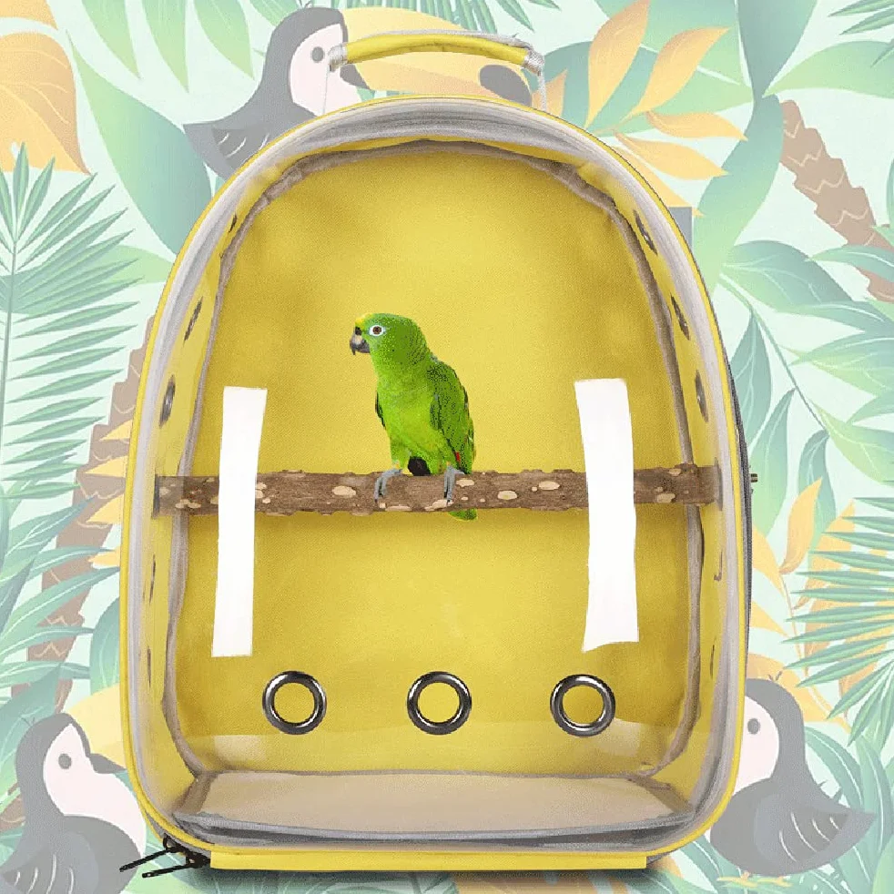 Mochila de viaje para loros, cápsula espacial, transparente y transpirable (verde)