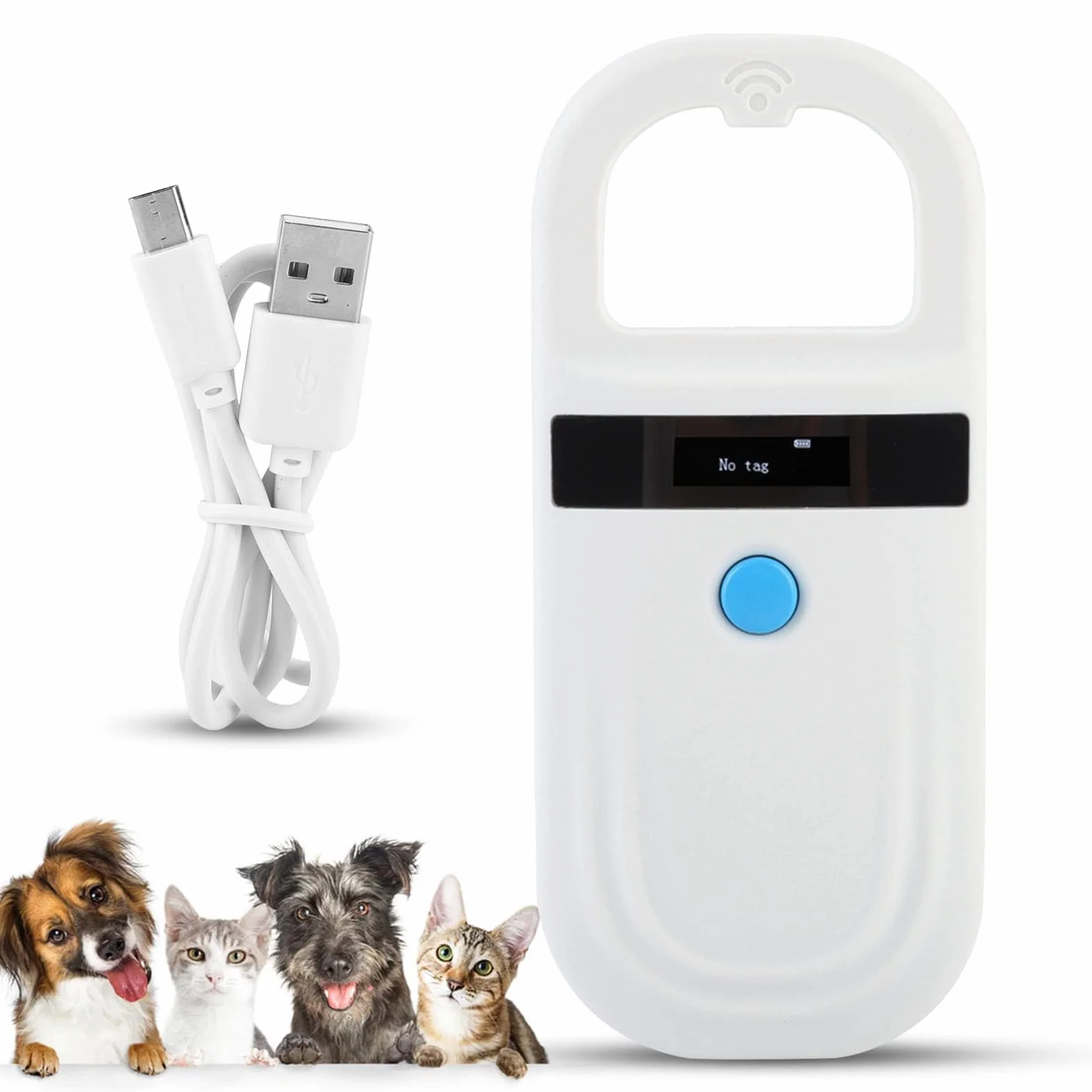 Agatige Lector de la Identificación del Microchip de Animal Doméstico, Exhibición Recargable del Escáner - Sin revestimiento