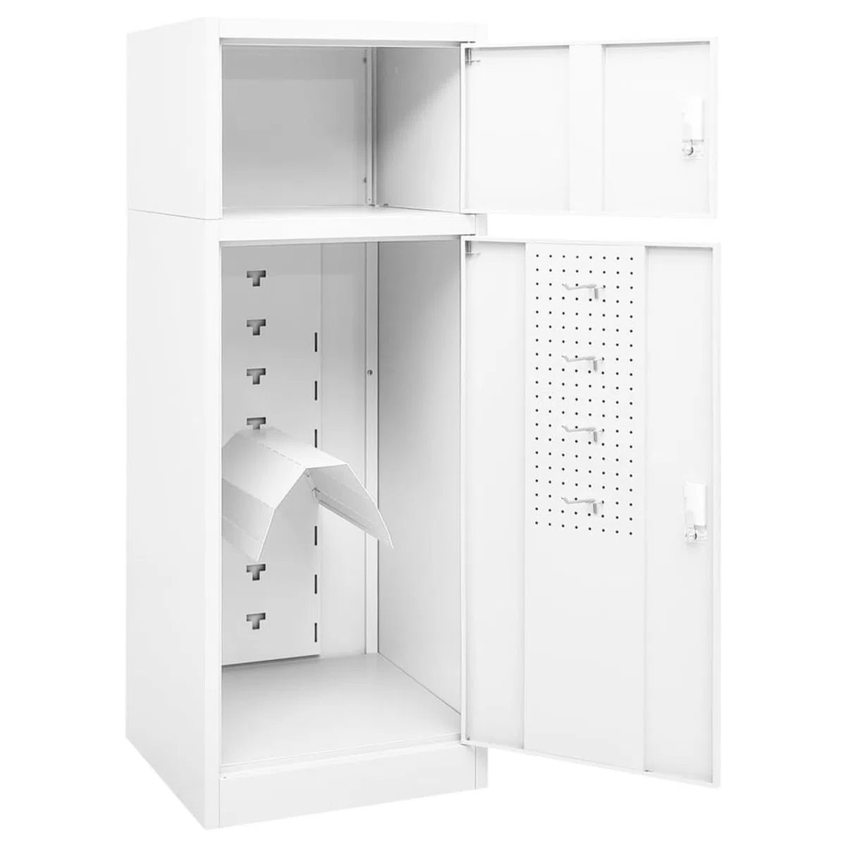 Homgoday Armario para montar a caballo de acero, color blanco, 53 x 53 x 140 cm, con puertas con cerradura y soporte para sillín, modelo 339599