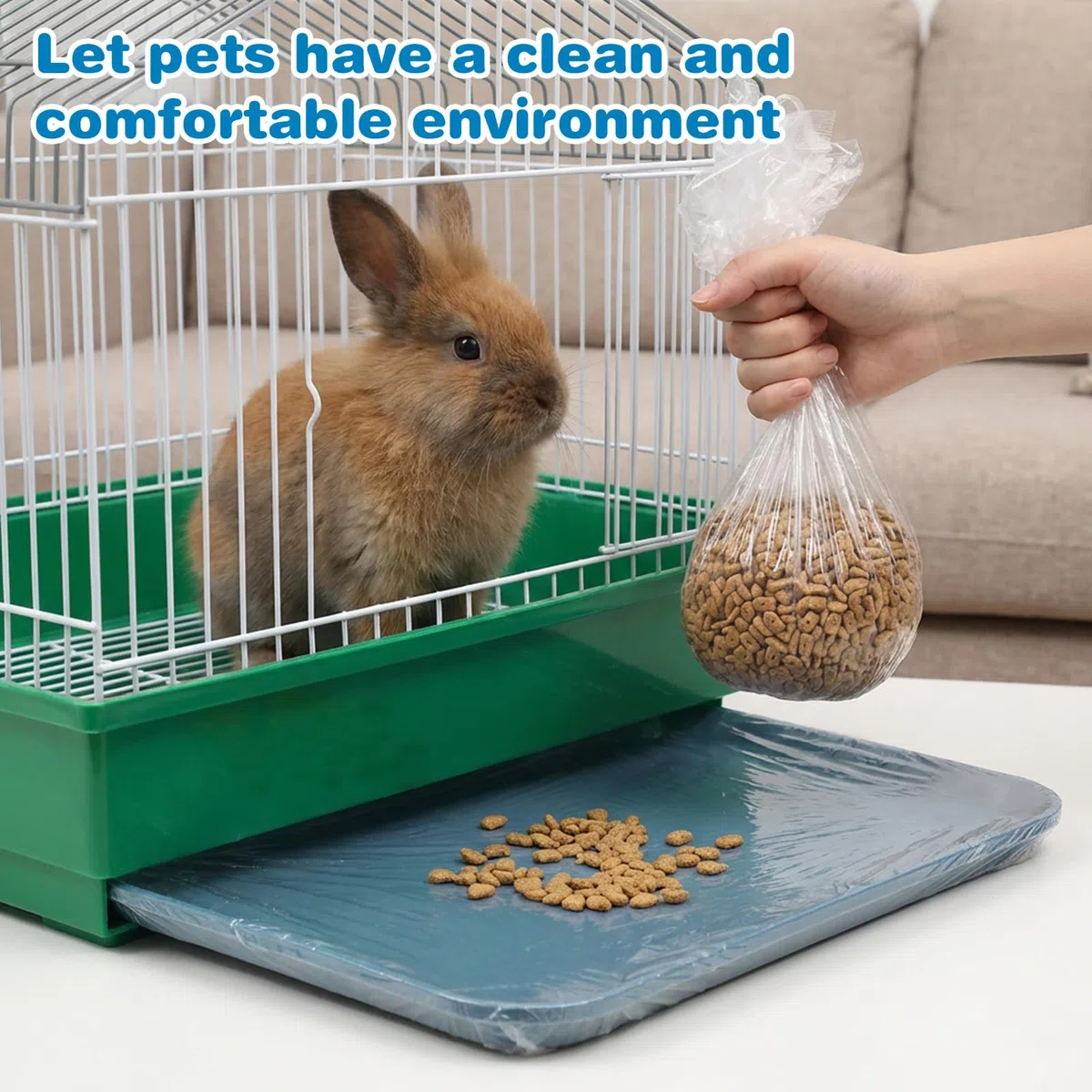 Forros desechables para jaulas de pájaros, 50 forros elásticos de plástico para jaulas de pájaros, forros transparentes e impermeables, para caja de arena para periquitos, hámsters, erizos y mascotas