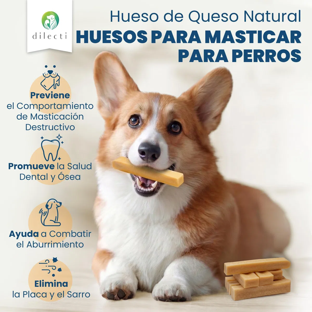 Huesos de Queso Naturales - Los Masticables Naturales Muy Sabrosos, Duros y Duraderos Mantendrán a su Perro Ocupado Durante un Tiempo. (Talla XL, Juego de 3)