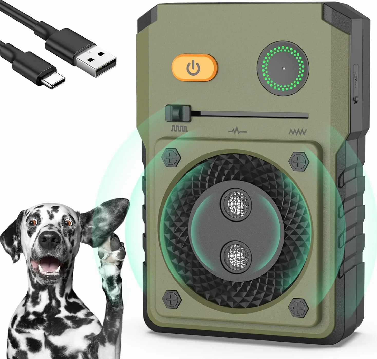 Dispositivo Ultrasónico Anti Ladridos para Perros, Detener el Ladrido de Perro Tapón Anti Corteza 16.4Ft , Dispositivos de Control de Disuasión contra Ladridos Herramienta de Entrenamiento para Perros