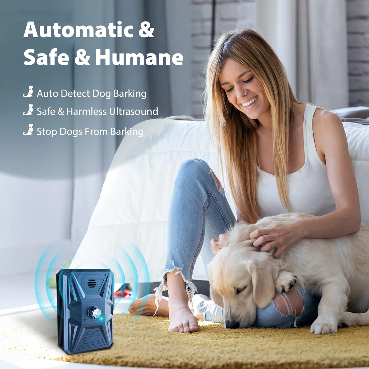 Ahuyentador de Perros, 3 Modos Antiladridos para Perros Ultrasónicos, Impermeable Anti Ladridos para Perros de 33 Pies para Entrenamiento de Perros Grandes y Pequeños al Aire Libre en Interiores