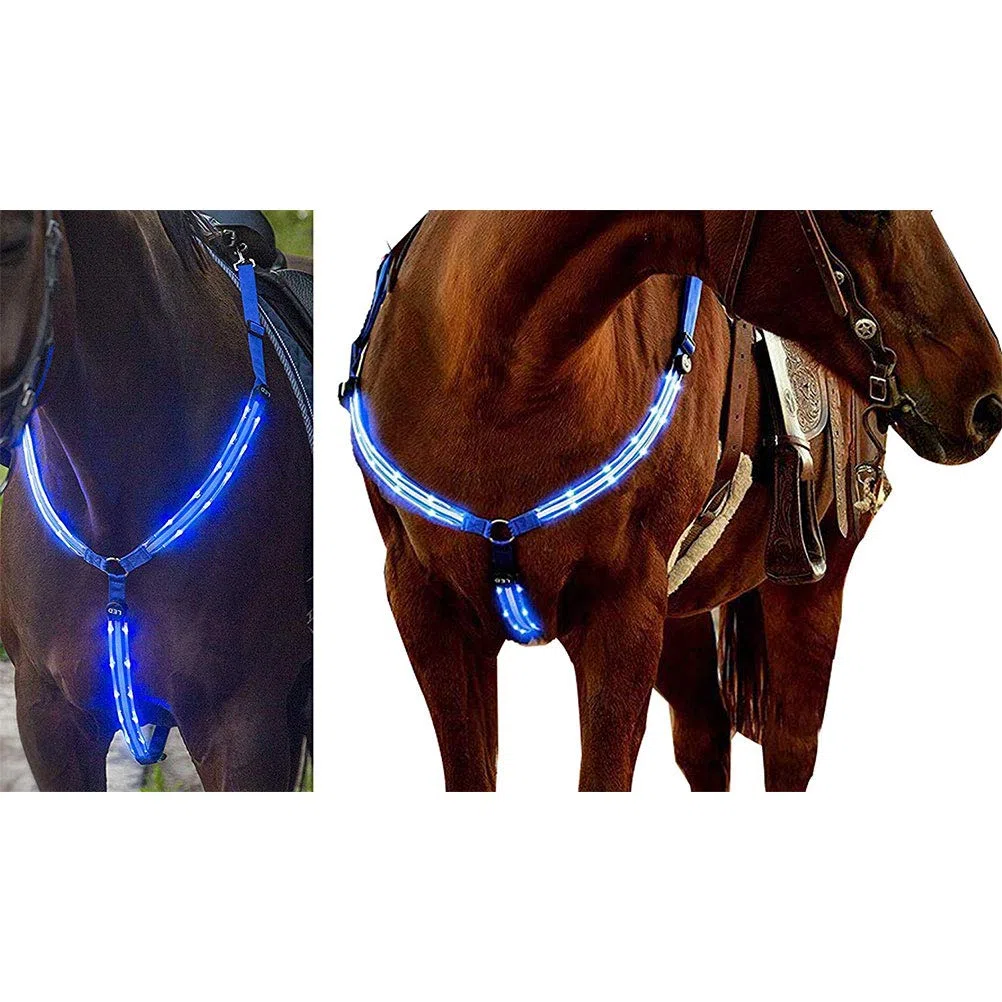 Gmuret Arnés para Caballo con Correa para el Pecho con LED, Accesorio de Collar con luz de Caballo Recargable por USB Ajustable para entornos Oscuros, Deportes al Aire Libre y ecuestres