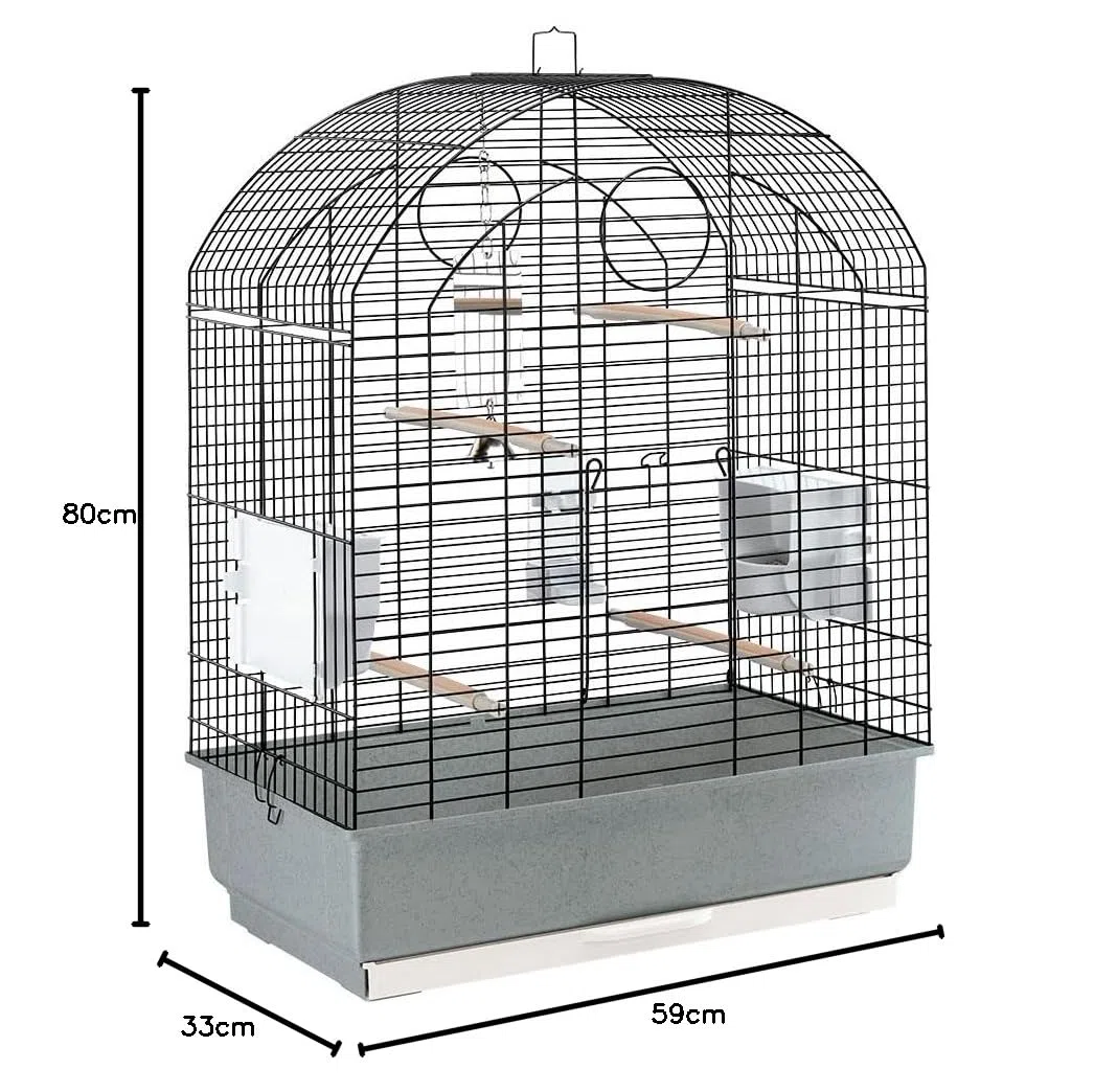 Ferplast Jaula para Pájaros, Aviario Viola Jaula Grande Pájaros, Loros, Periquitos, Pericos, Ninfas, de Metal, Todos los Accesorios Comedero Perchas 59 x 33 x h 80 cm.