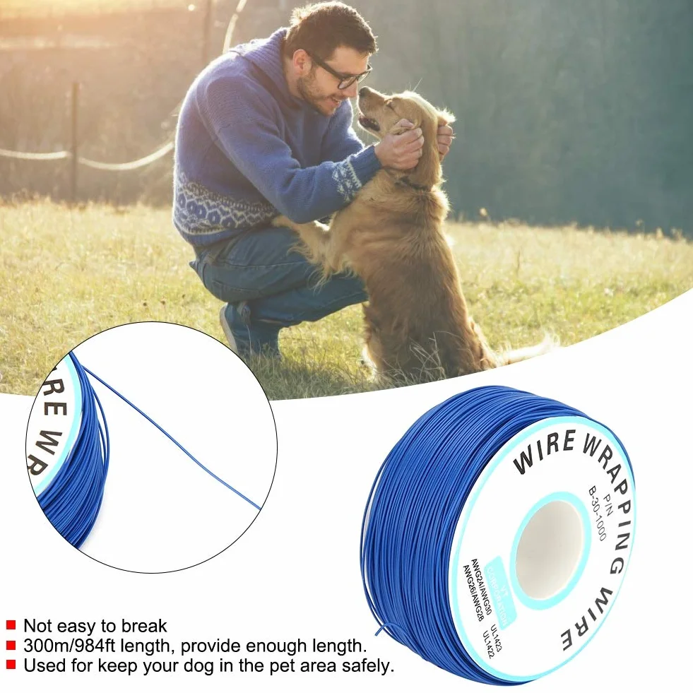 300m / 984 pies de la Cerca de Animal doméstico eléctrico Bobina de Alambre Cables del Sistema de Esgrima Perro Metro de Alambre (Bobina de Alambre)