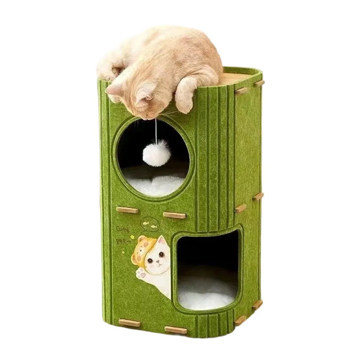 Genérico Caseta para Gatos de Interior - Cueva Plegable de Doble Capa Resistente a los arañazos de 37x37x6,0 cm | con Bola de Peluche y escondite para de Interior, para Uso doméstico y Exterior.