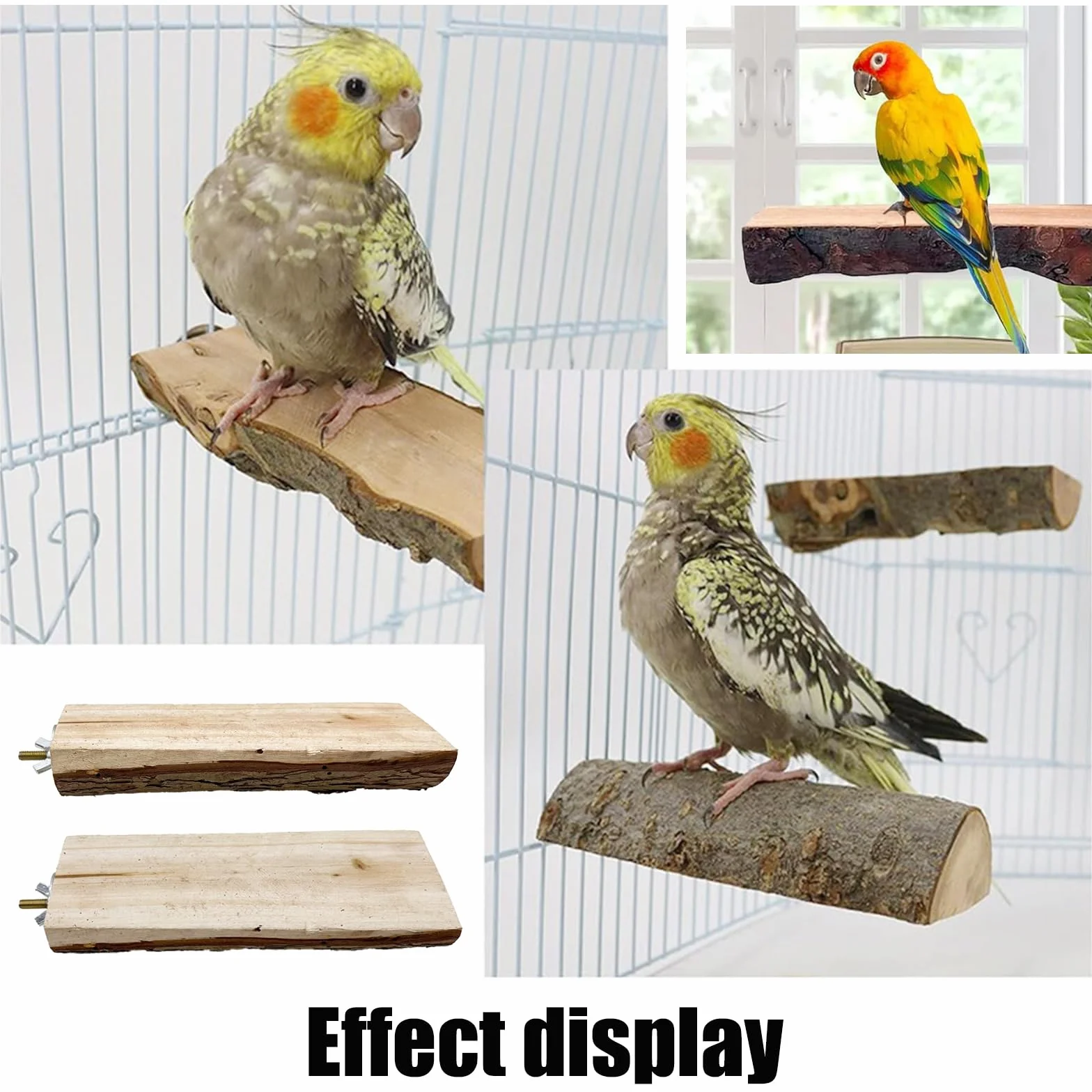 9 Pz Perchas para Pájaros, Perchas Naturales de Madera para Pájaros, para Cacatúas, Periquitos y Pinzones