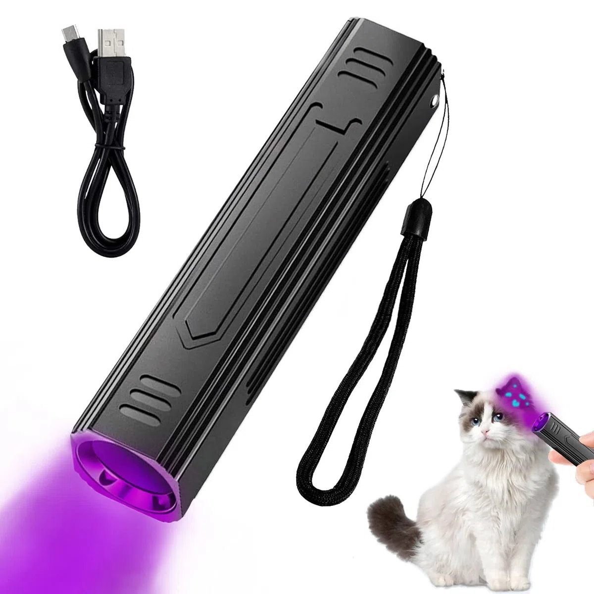 Wood's - Lámpara UV portátil, 365 nm, para mascotas, gatos, perros, luz negra, linterna UV con detector de tiña para gatos, detector de orina de mascotas para analizar la piel de perros y gatos
