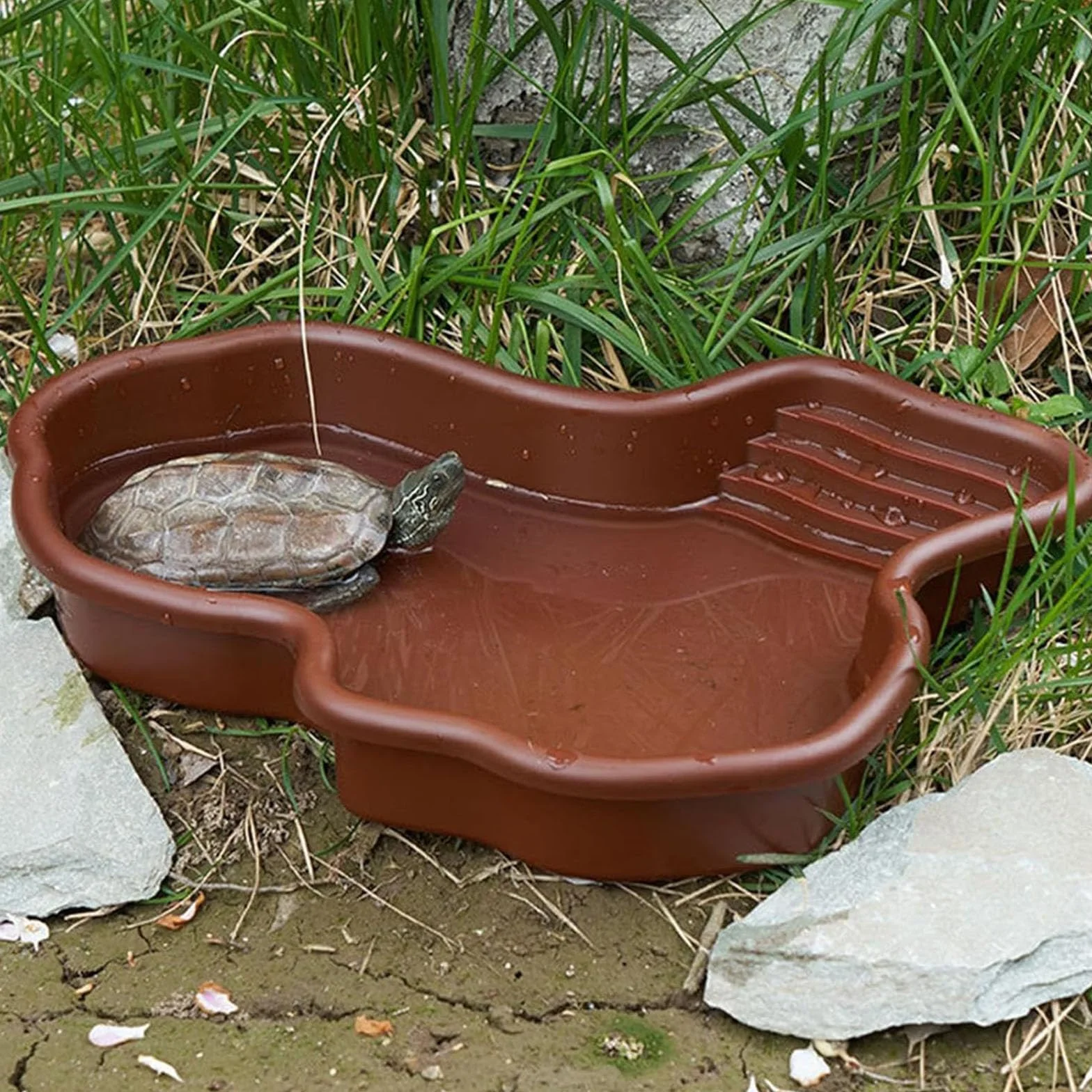 Piscina de Baño para Reptiles,Hábitat de Tortuga con Rampa no Deslizante,Cuenco Grande de Agua para Reptiles,Piscina de Reptiles,Hábitats Anfibios,para Serpientes, Dragones Barbudos, Tortugas