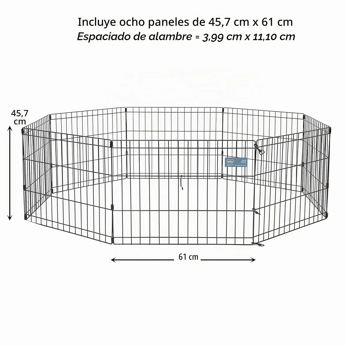 MidWest Homes for Pets - Parque de ejercicio y juego para perros y mascotas, metálico, plegable, sin puerta, estacas de anclaje, ofrece 1,5 m de espacio para jugar, 46 cm de altura, E-coat negro