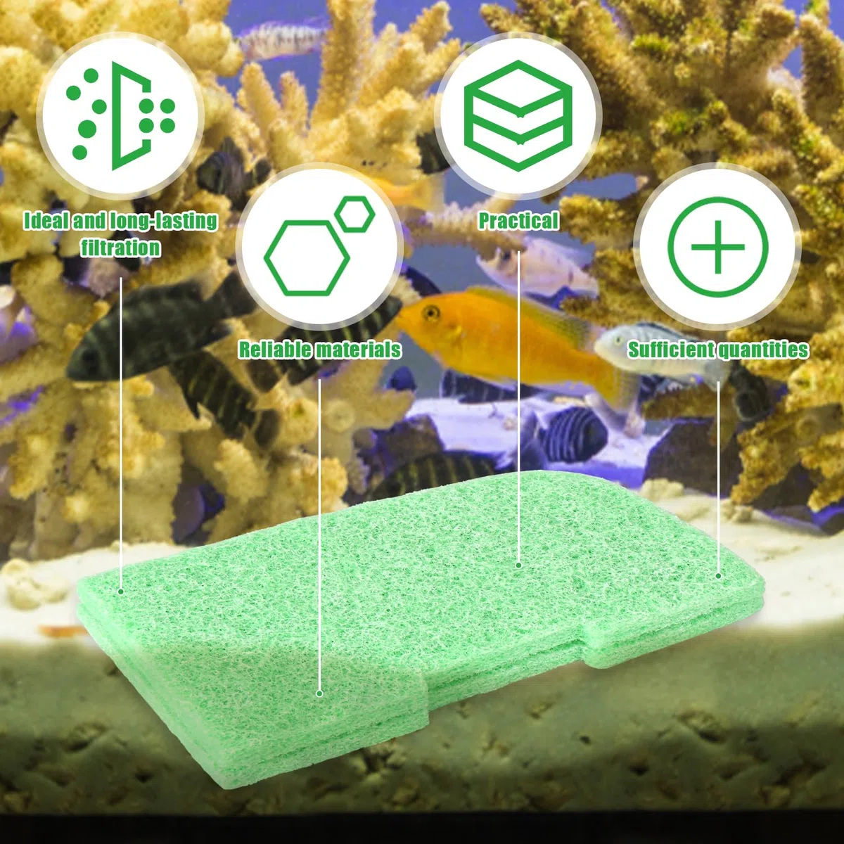 Gosknor 20 Piezas Almohadillas Removedoras de Fosfatos, Almohadilla Filtro de reemplazo para Medio Canister Filtros Acuario para Fluval 306/307/406/407 (Verde)