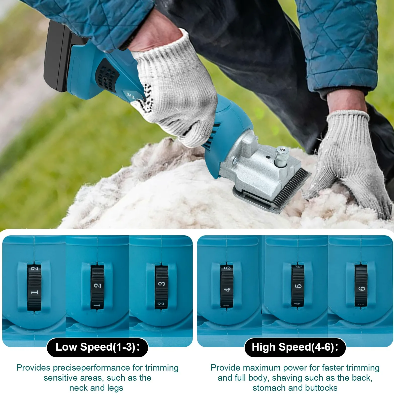 Tijeras para caballos y ovejas, compatibles con batería Makita de 18 V, motor de 2500 RPM/min, 6 velocidades, 35 mm, profesional, para todo el vello corporal (sin batería)