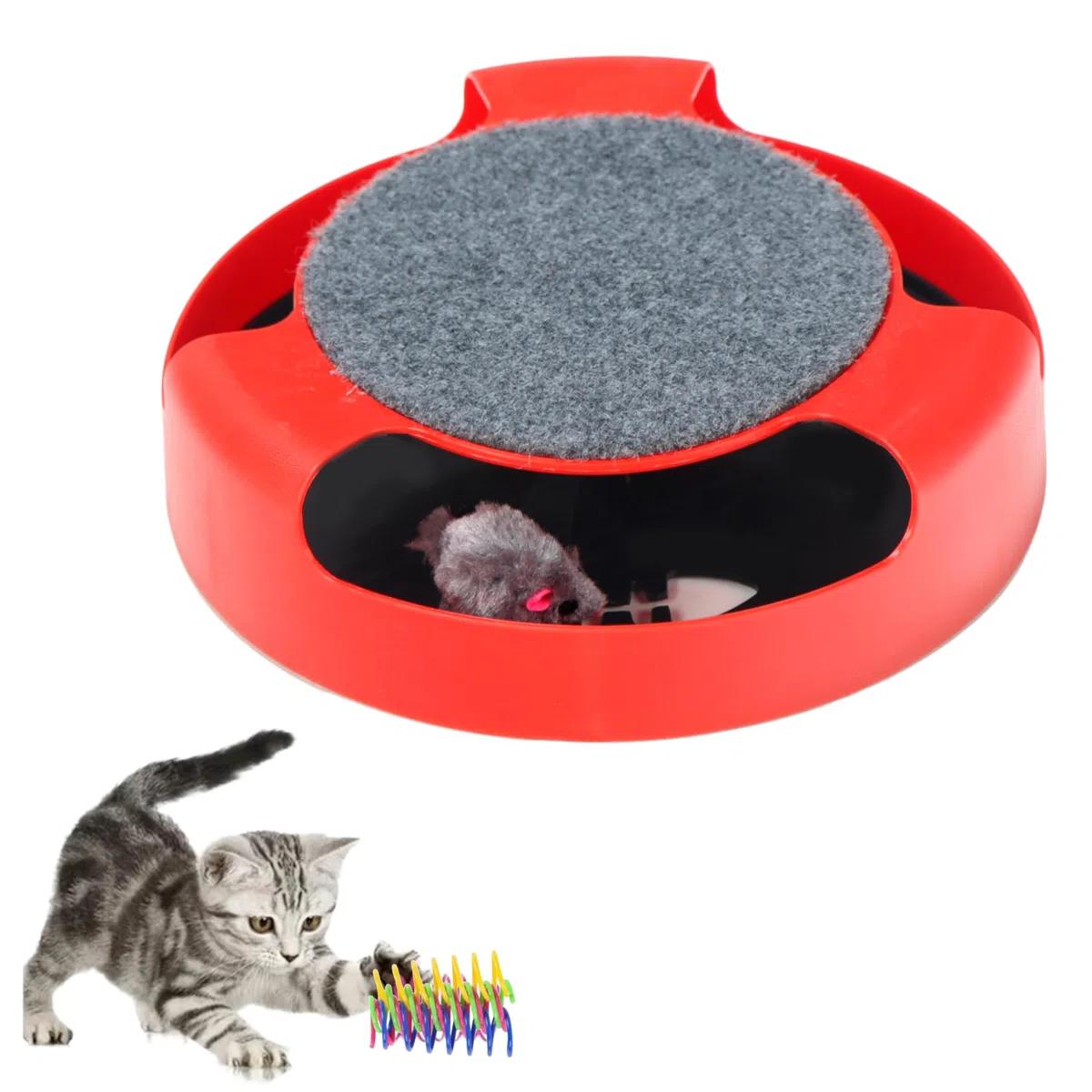 Juguete Interactivo para Gatos - Atrapa al Ratón (Rojo)