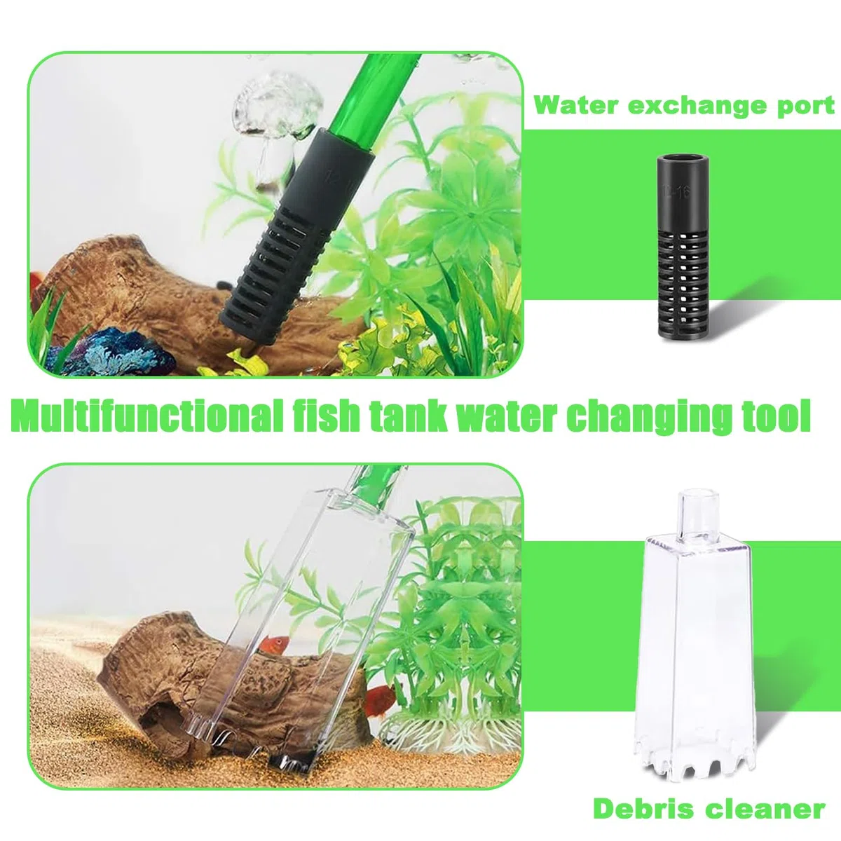 Cambiador de Agua para Acuarios, Limpiador de Acuario Cambio de Agua, Sifon Acuario limpiafondos, Sifonador Acuario para Cambio de Agua, Limpiafondos Sifonador Acuario para Cambios de