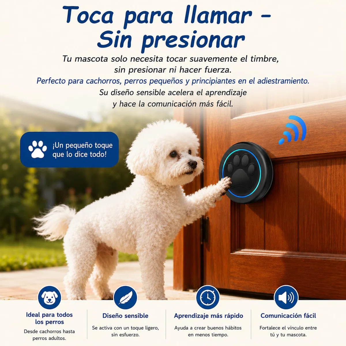 A6 BK Timbre para Perro para Salir al Exterior Inalámbrico 300 m – Timbre de Entrenamiento con LED, 60 Melodías, Impermeable para Educación Canina (1 Campana y 1 Receptor)