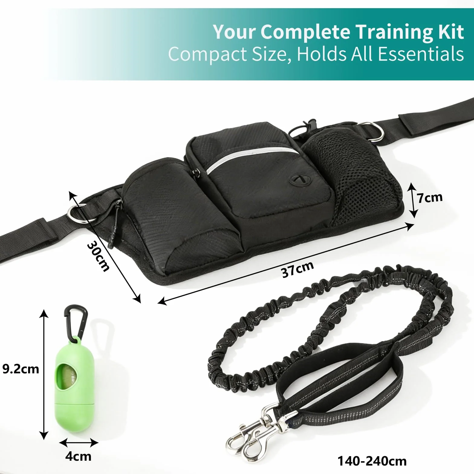 VINATO Riñonera para Perros con Correa Elástica Integrada y Dispensador de Bolsas,Bolsa de Golosinas Impermeable Multifuncional para Adiestramiento y Paseos – para Perros Pequeños y Medianos
