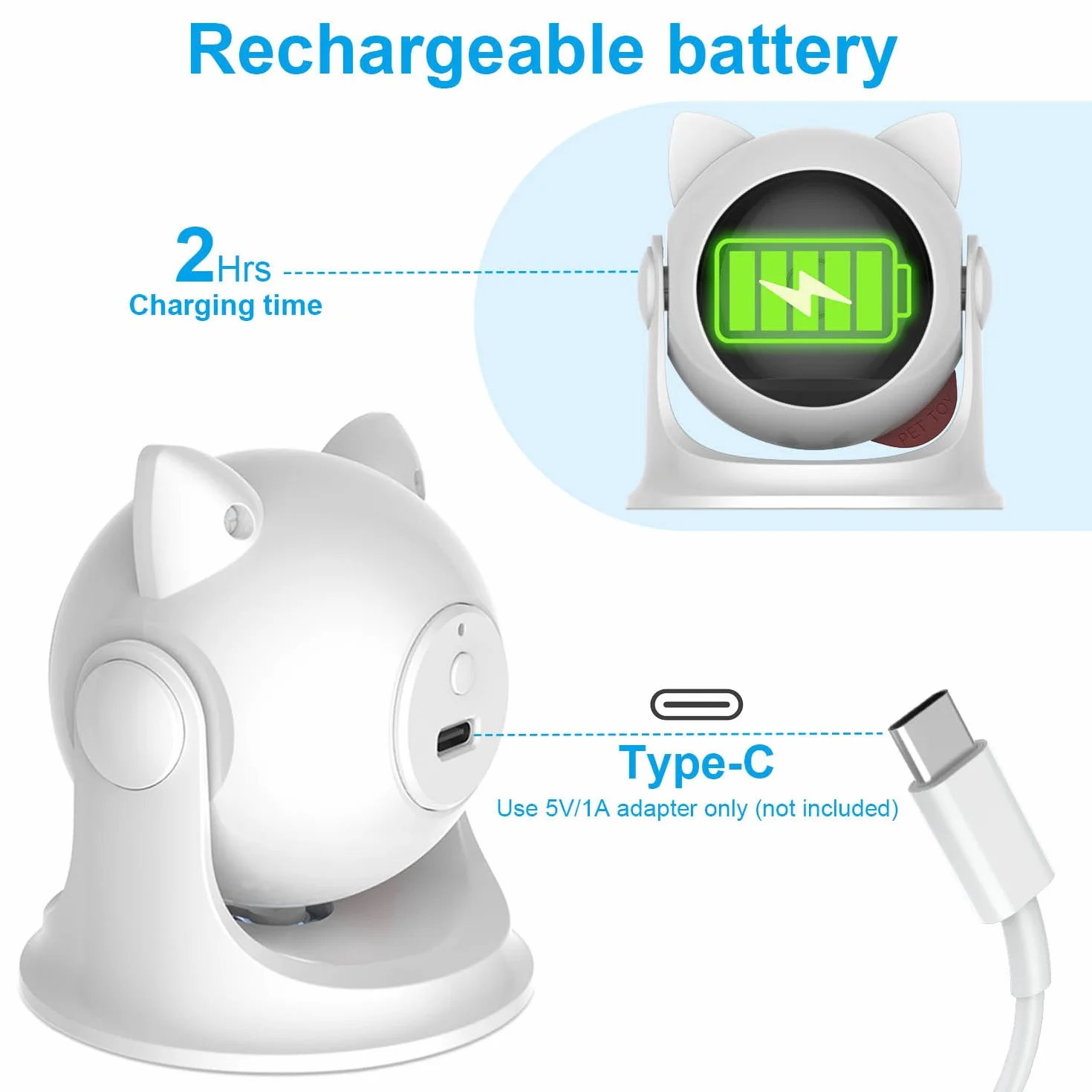 VOVIGGOL Juguete Automático Puntero para Gatos y Perros, Interactivo con USB C Recargable & Alcance Ajustable para Mascotas