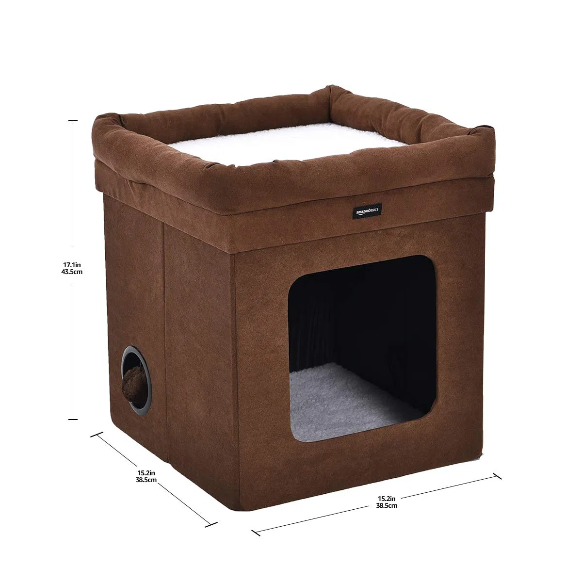Amazon Basics Casa para gato plegable, Marrón, 38 x 38 x 43 cm
