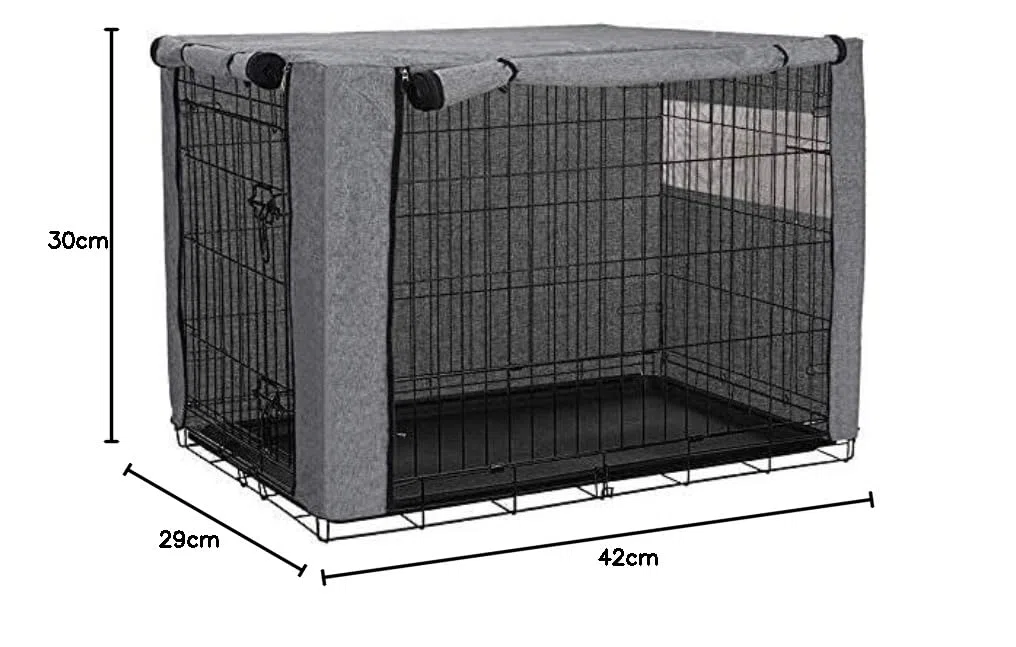 Funda para Jaula de Perro Grande, Funda Gris Que se Adapta a la mayoría de jaulas de Perros, Funda Duradera Resistente al Viento para Mascotas proporcionada para jaulas de Perro de Alambre, Tela