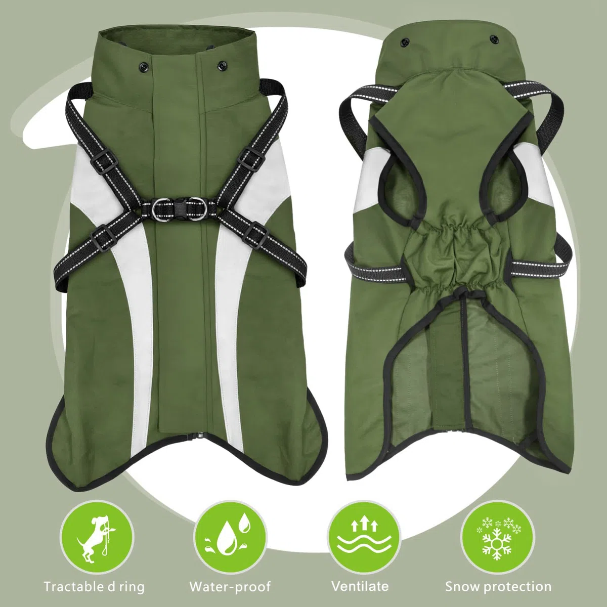 Impermeable Perro Impermeables para Perros Reflectantes Perros Chaquetas de Lluvia con Capucha Poncho para Perro pequeños y medianos Grandes S-XXL (Verde, XXL)
