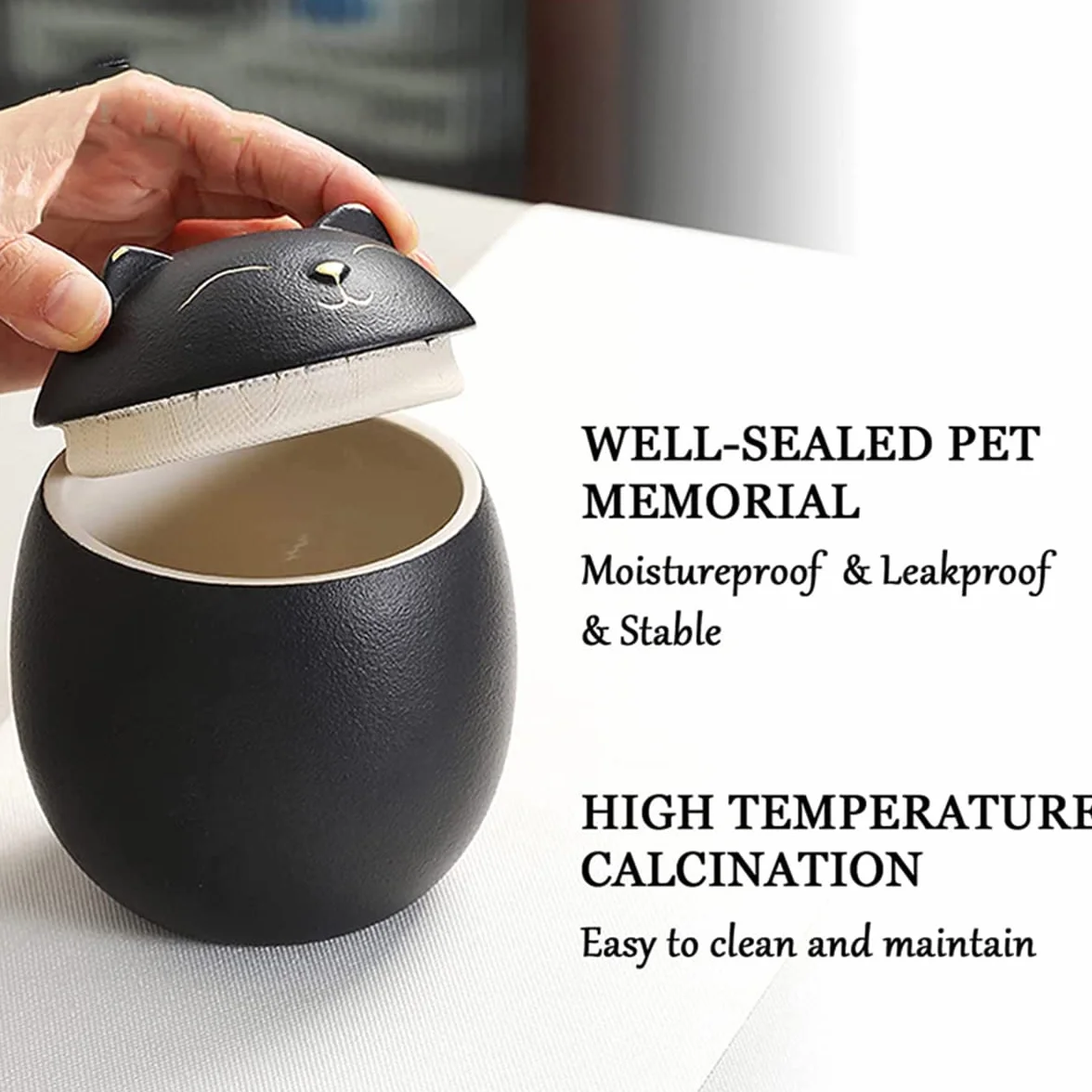 Urna para Cenizas de Gato, Forma de Gato Cremation de Forma Conmemorativa, urnas Decorativos artesanales, para Gato de urna de Gato funerarios,Blanco,500ML