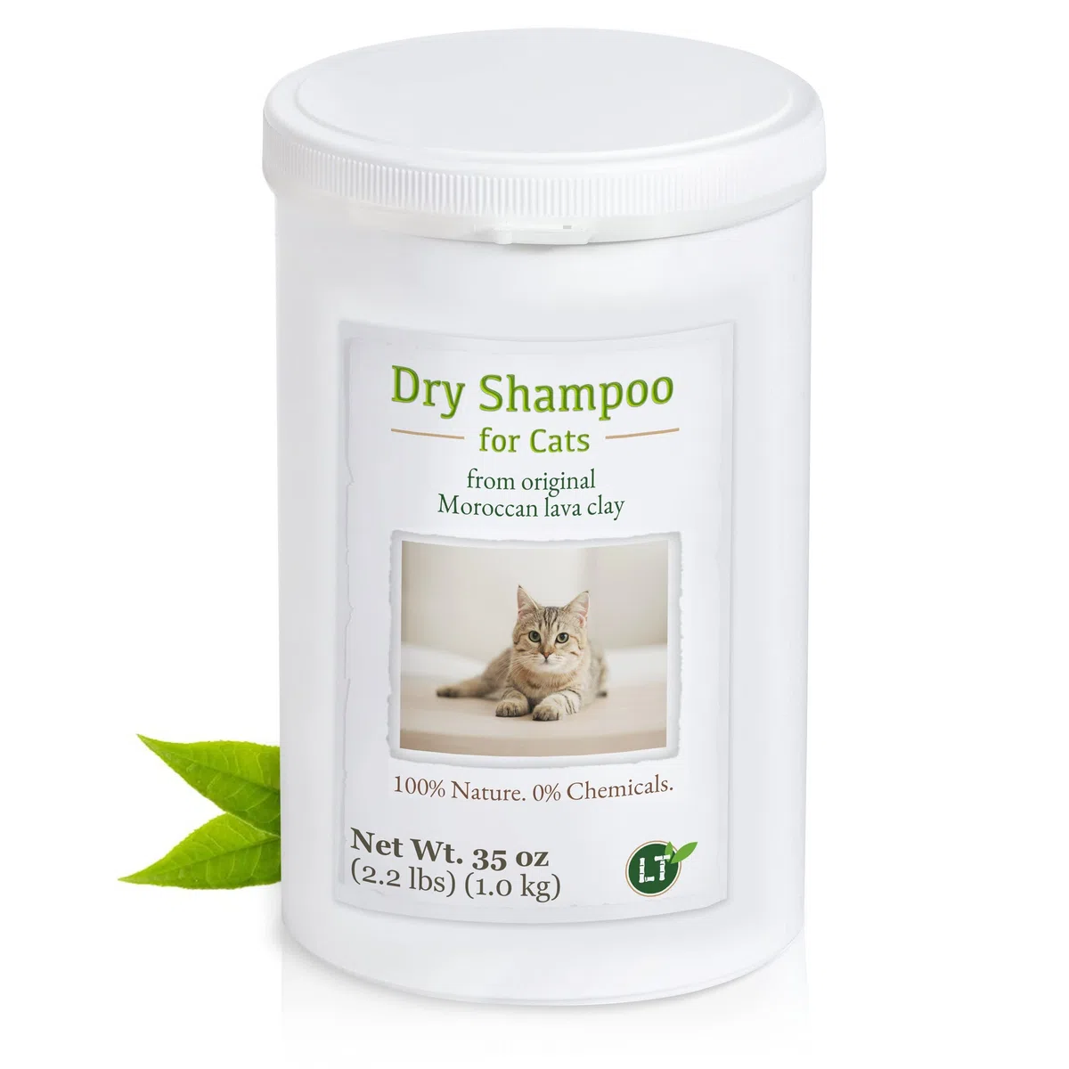 Champú seco para Gatos, con Polvo de Arcilla Original marroquí | Vegano y Bio | para el Cuidado del Pelo sin químicos | 800 g