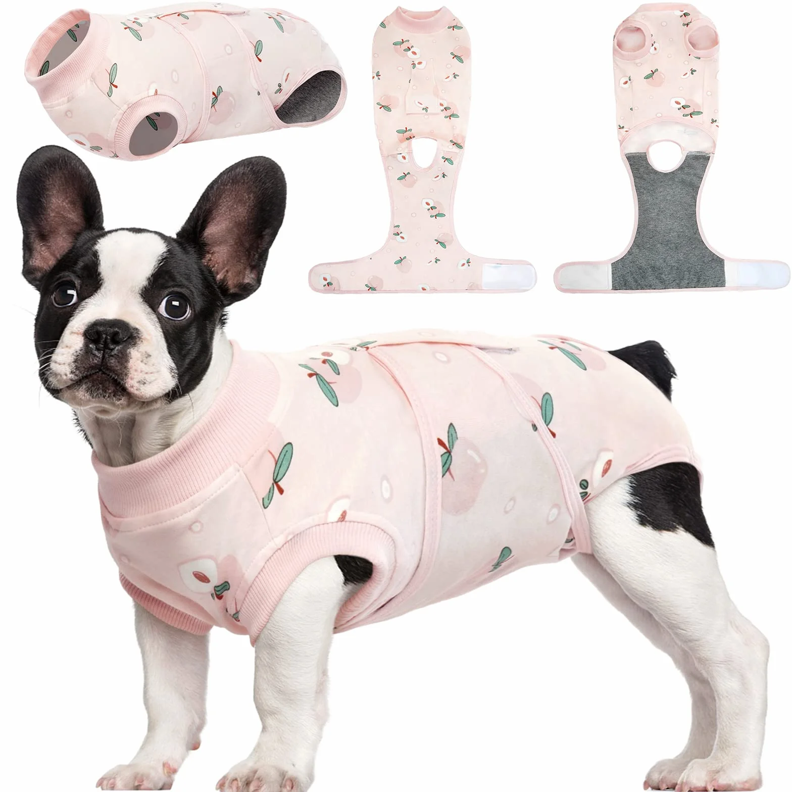 Kuoser - Traje de recuperación para posoperatorio de perro, bodi unisex ajustable, rosa claro, M