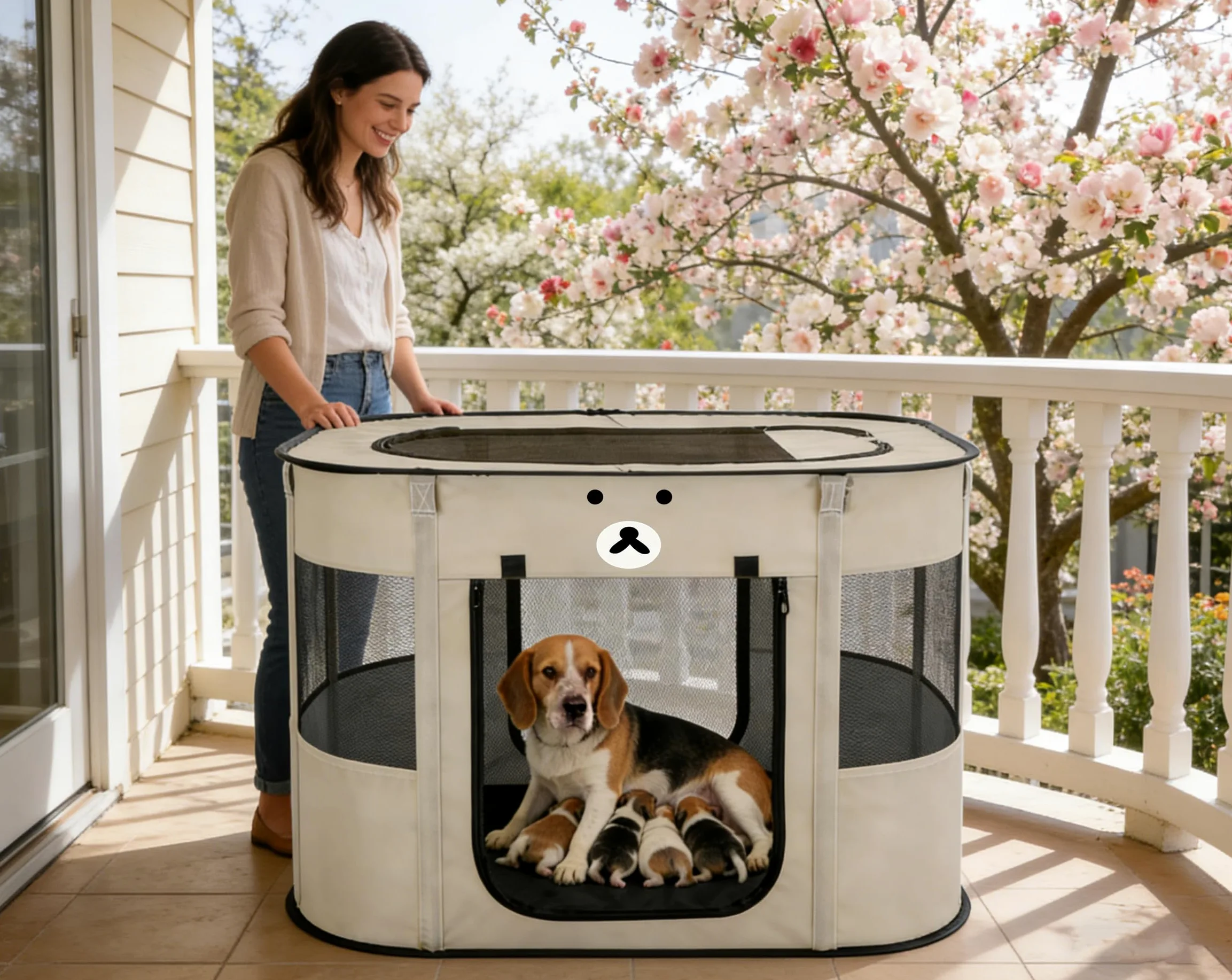 Valla portátil para Mascotas de 70 x 55 x 45 cm, Plegable, Rectangular, Sala de Entrega, Nido de Gato, cabaña para Cachorros, casa Cerrada para Mascotas con Bolsa de Transporte (Gris 2)