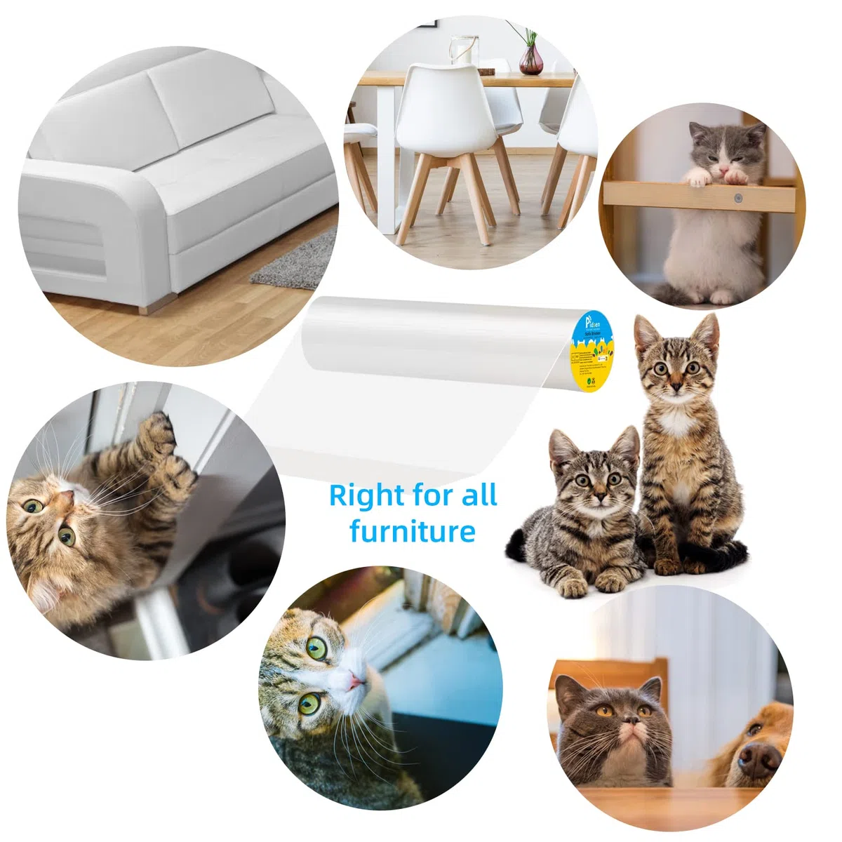 Protector de Muebles Gatos, Cinta Adhesiva Anti-Arañazos de Puertas Transparente Autoadhesivas Arañazos de Gato Protector para Gatos y Perro, Protección Invisible para Sofá y Mueble 45x400 cm