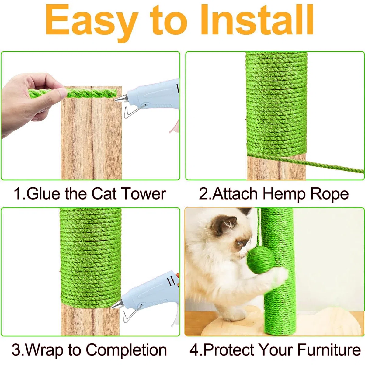 6mm*30m Cordel Rascador para Gatos,Cuerda de sisal para Gatos,Natural Rollo de Cordel,Cuerda de Yute Gruesa para Decoración de Jardín y para El árbol Rascador de Gato