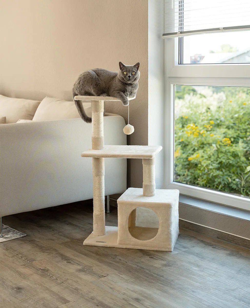 lionto Árbol rascador para Gatos Altura 85 cm, Beige