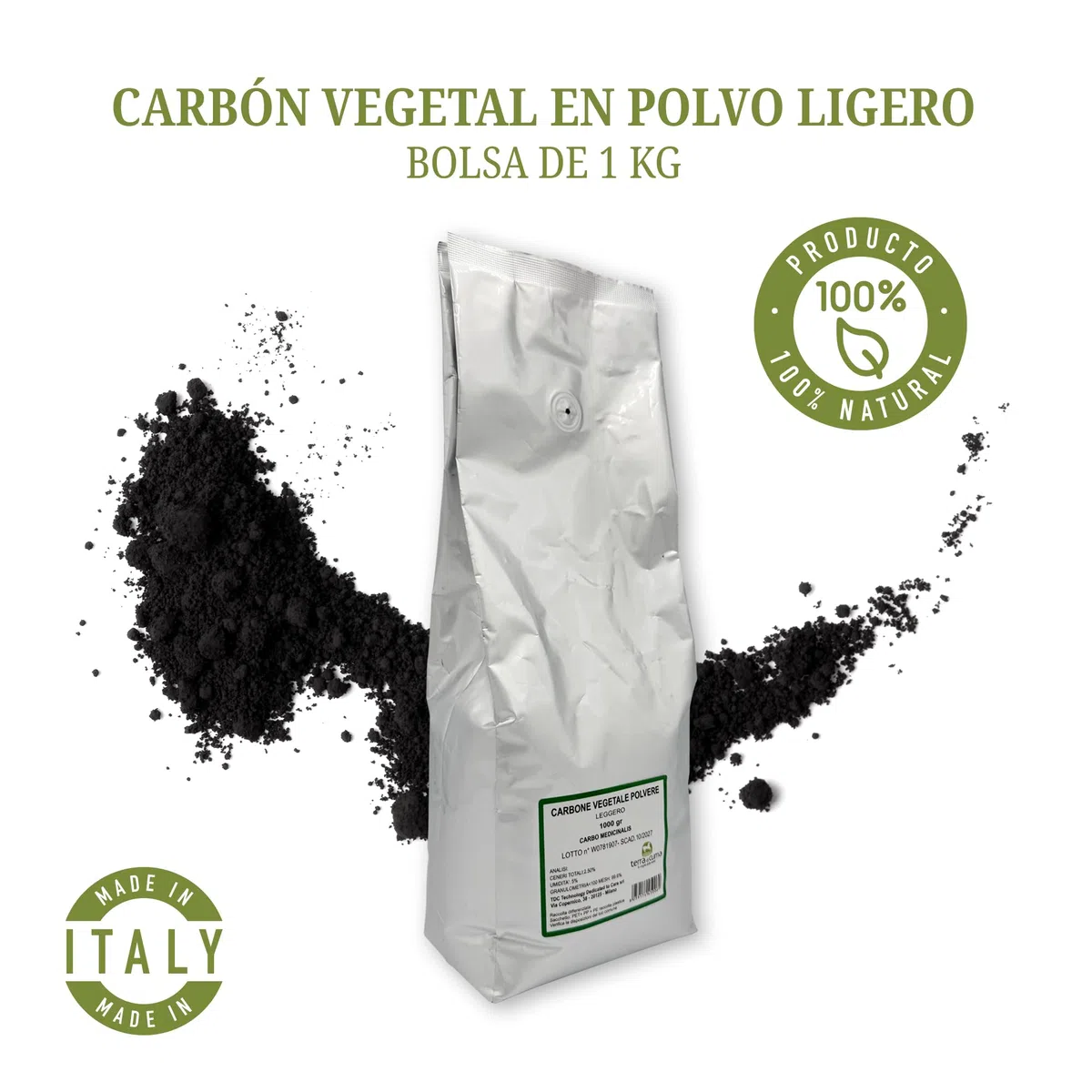 Terra Hiker - Tierra de Cuma Carbón Vegetal, 1 kg