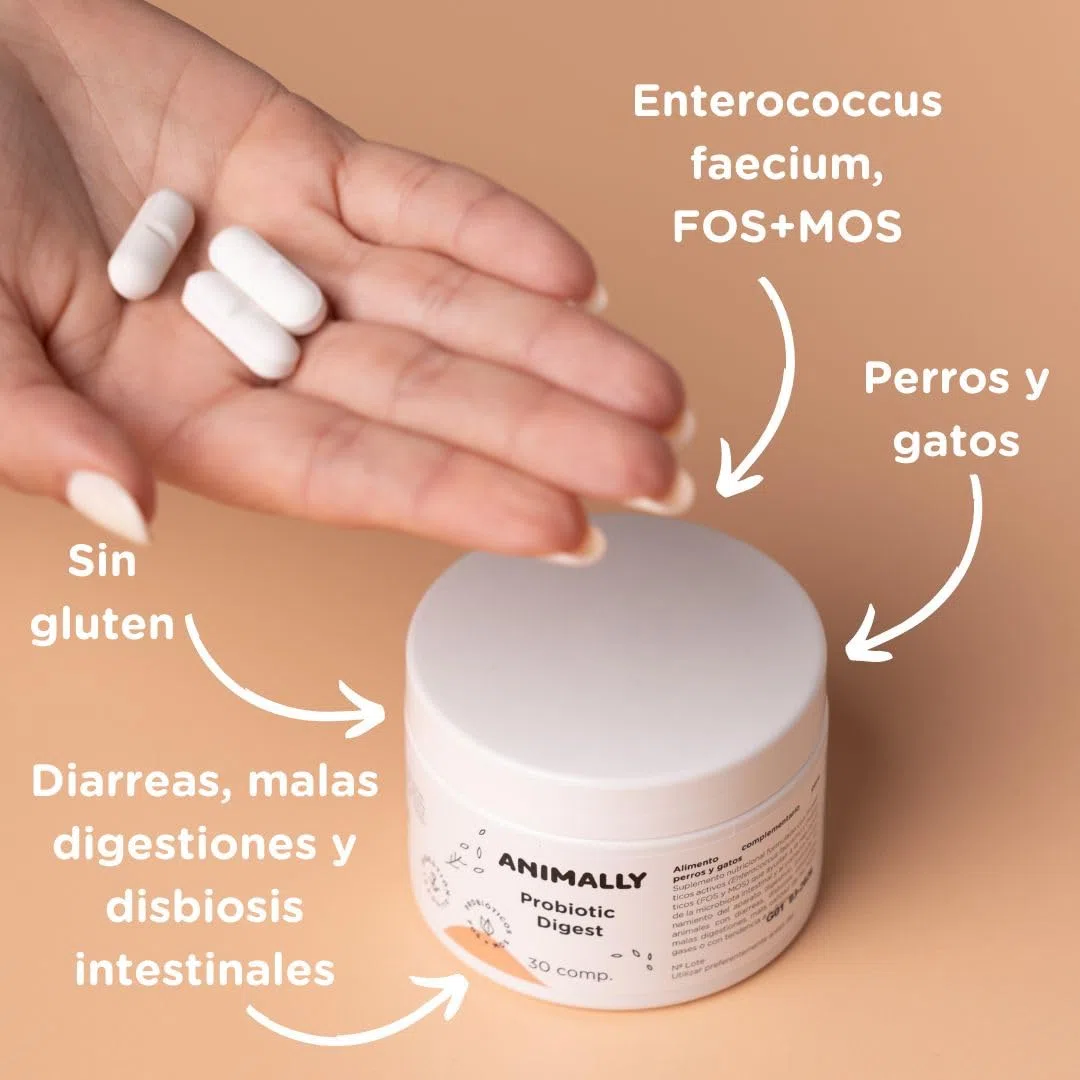 Probiotic Digest 30 Comprimidos | Salud digestiva, probiótico para Perros y Gatos | Repara la Flora Intestinal, Protege el Sistema Inmunológico | Combate Diarrea, Gases y Vómitos |