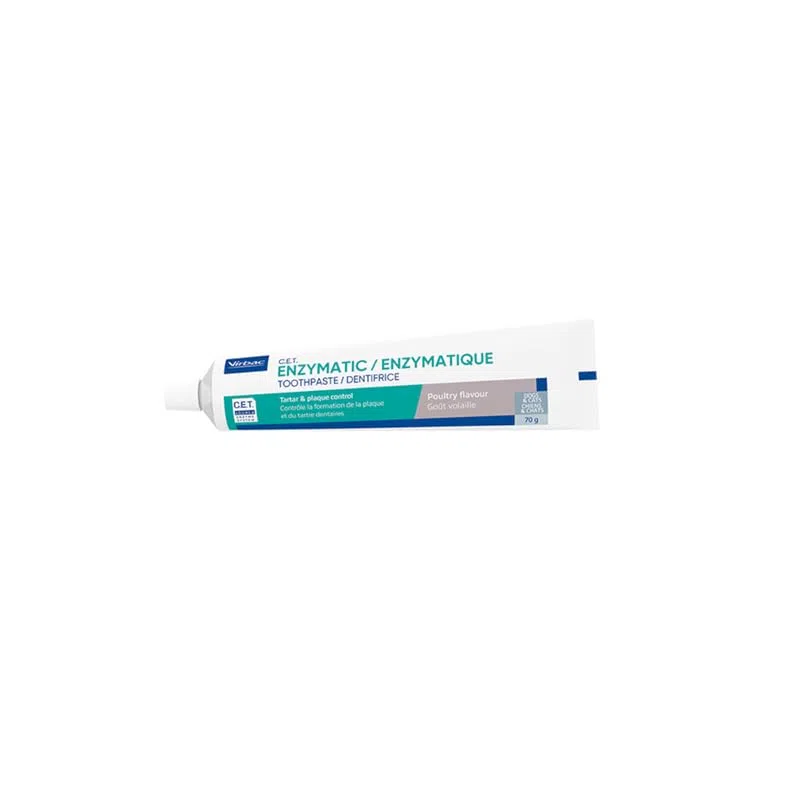 Virbac C.E.T. Enzymatic Toothpaste for Animals | Paquete Triple | 3 x 70 g | Pasta dentífrica con sabor a ave para perros y gatos | Para usar con un cepillo de dientes apto para animales