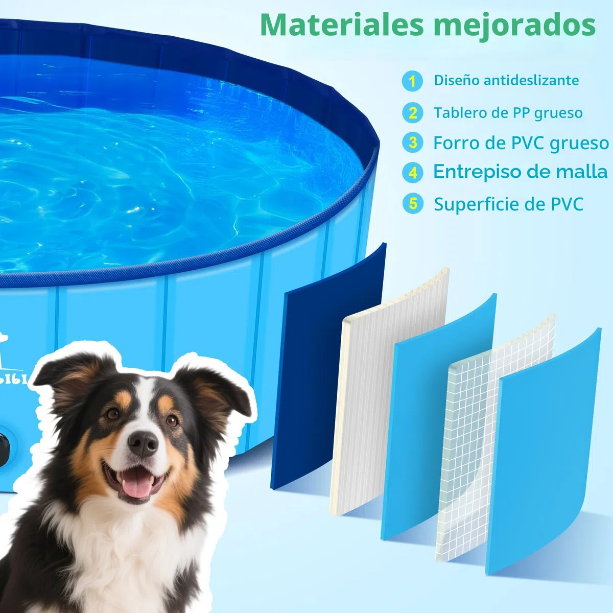 Pourbibi Piscina para Perros Grandes, Piscina Plegable para Perros, Bañera Portátil De PVC para Perros, Piscina para Perros Grandes Y Pequeños, 160 X 30 cm