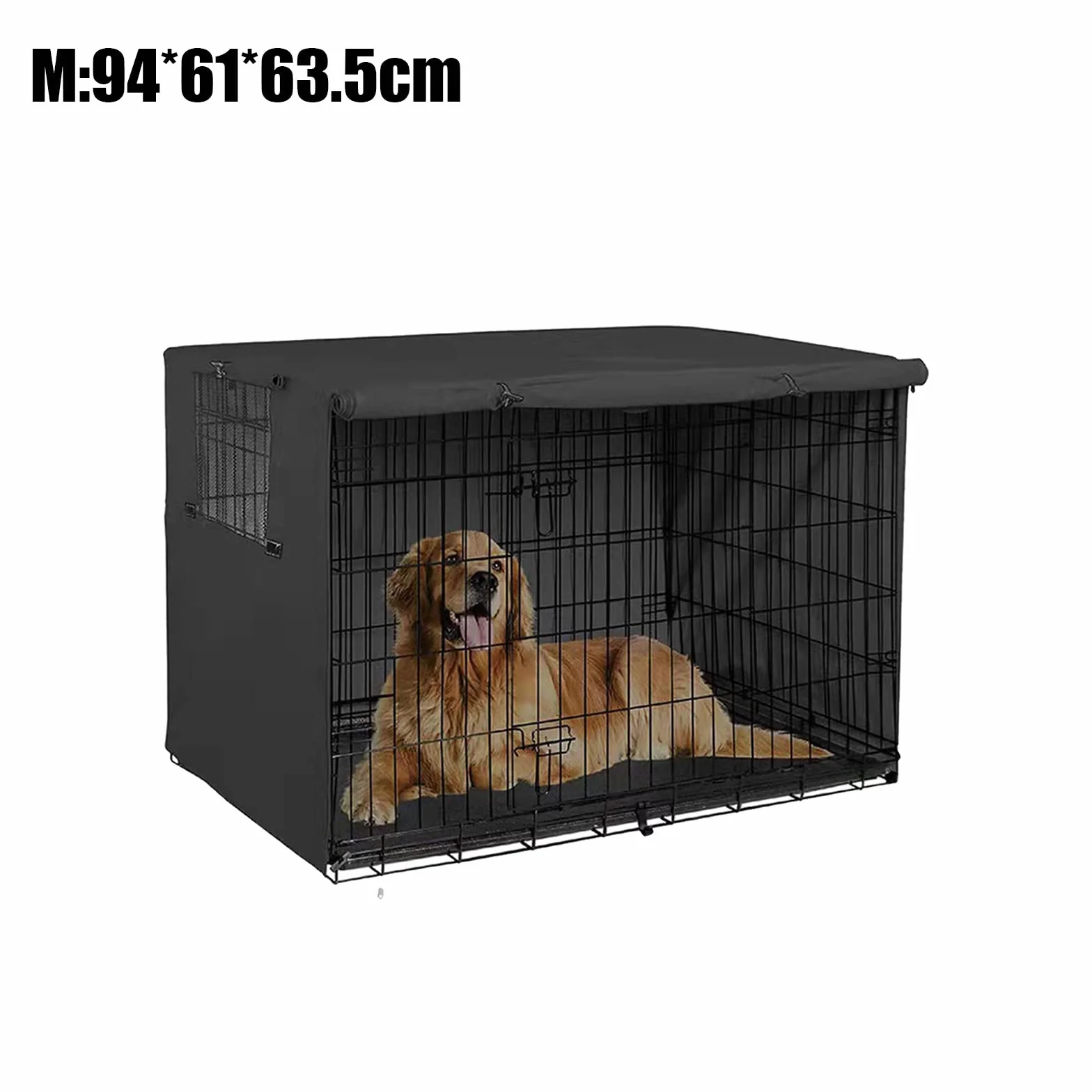 Cubierta para jaula de perros, cubierta para jaulas de perros, duradera, impermeable, resistente al viento, con doble puerta, para interior y exterior (negro M)