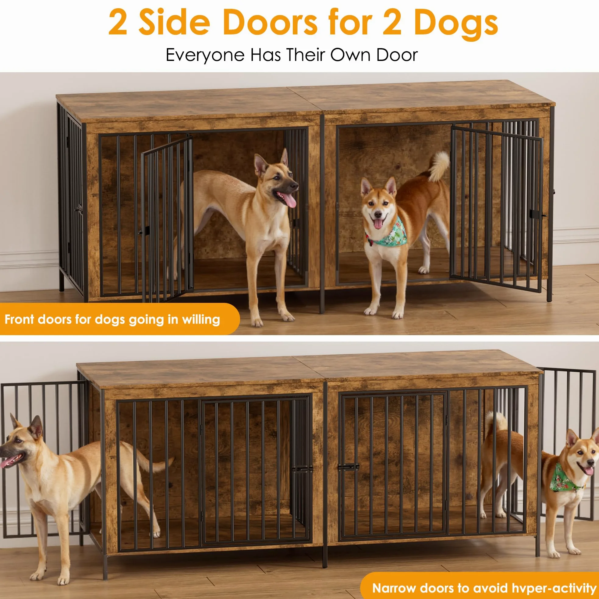 Jaula para Perros Grandes Estilo Mueble Casa para Perros 200CM Caja para Perros Grande para Casa de Madera Jaula Mueble de Madera para Dogs XXL,Jau-la Moderna para Perro hasta 100KG,200 x 70 x85CM