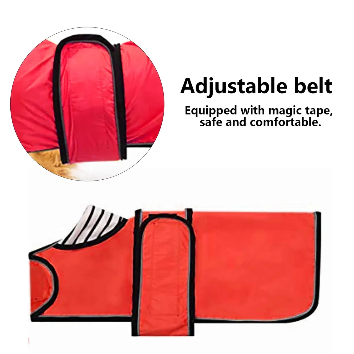 Geyecete-Chubasquero Perro para Salchicha,Impermeable Perro Chaqueta con Correas Reflectantes/Agujero para Arnés,Ajustable Ligera Dachshund Raincoat-Rojo-L