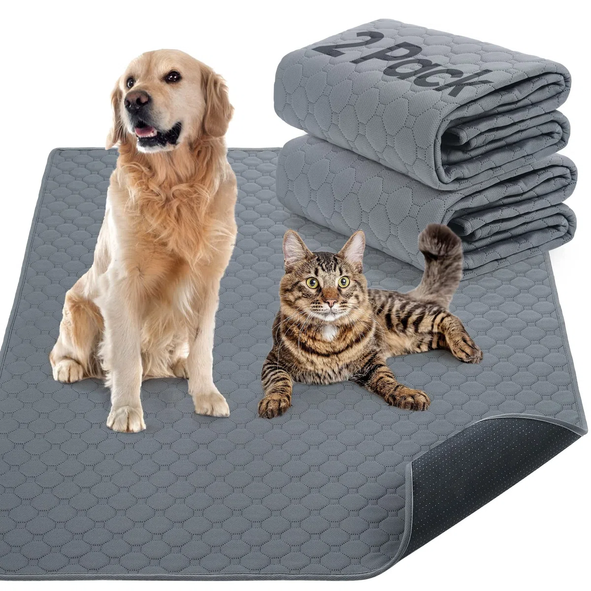 Almohadillas reutilizables para entrenamiento de perros, 2 unidades, almohadillas de entrenamiento lavables para cachorros, súper absorbentes, impermeables, almohadillas para orinar para perros