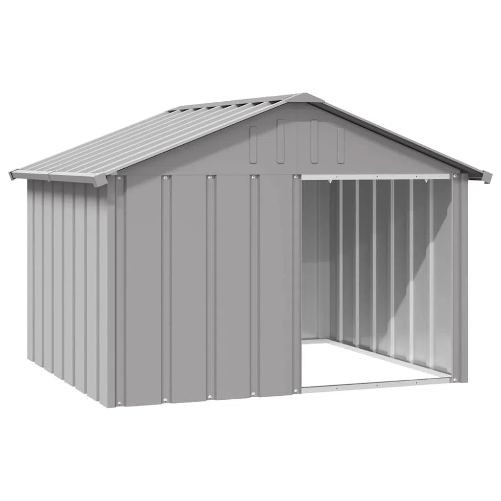 Refined Casa para Perros Acero galvanizado Gris 116,5x153x81,5 cm