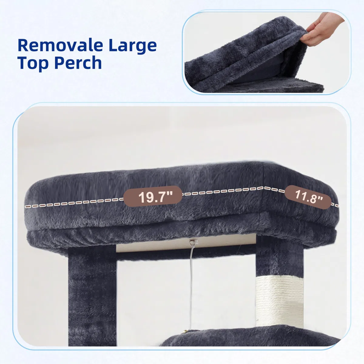 Gitelsnour rascador para Gatos Grandes, árbol para Gatos de Interior de 200 cm, con Amplia Plataformas Superior, Cuevas, Hamaca, rascadores, Gris Ahumado GCT031G