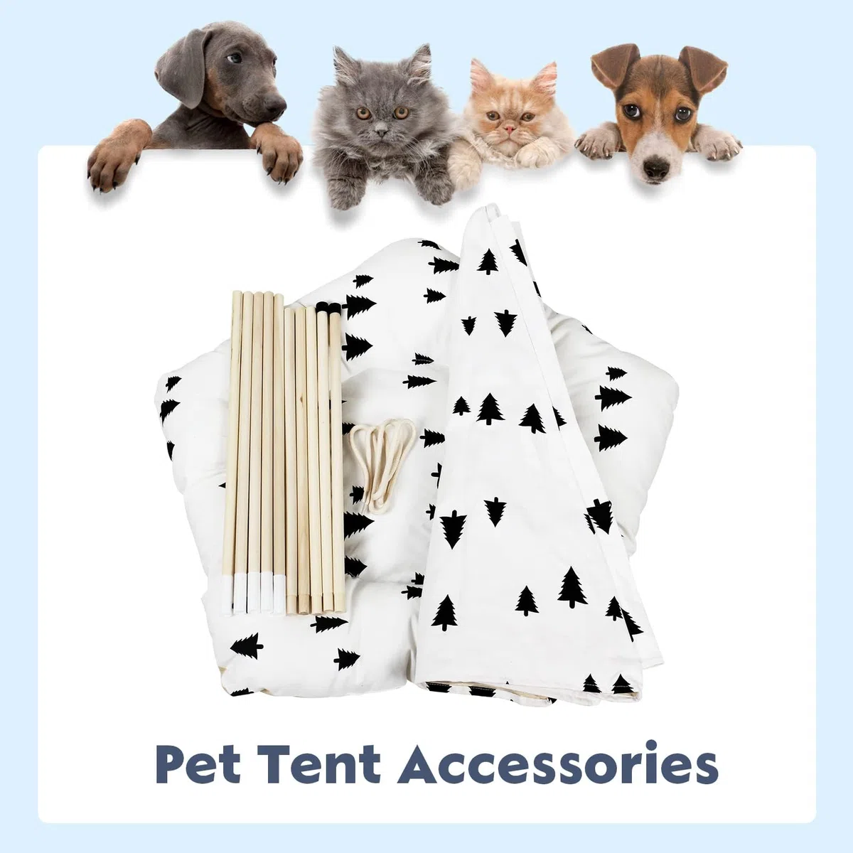 Tienda Tipi para Mascotas, Tipi para Mascotas con Almohada Desmontable y Lavable Plegablee, Caseta para Perros Caseta para Perros con Pizarra, 50X50X60CM