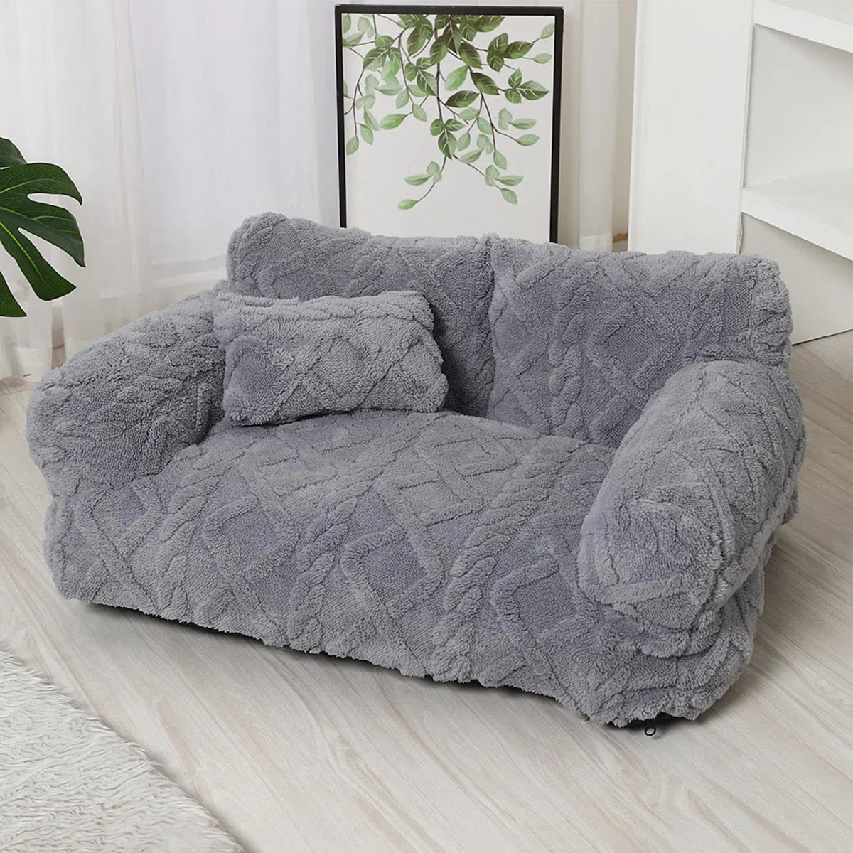 Sofá para Mascotas | Tapizado de Felpa Suave, Desmontable y Elástico - Cama Tipo Sofá para Perros y Gatos - para Razas Pequeñas, Medianas y Grandes, Uso en Interior, Hogar,
