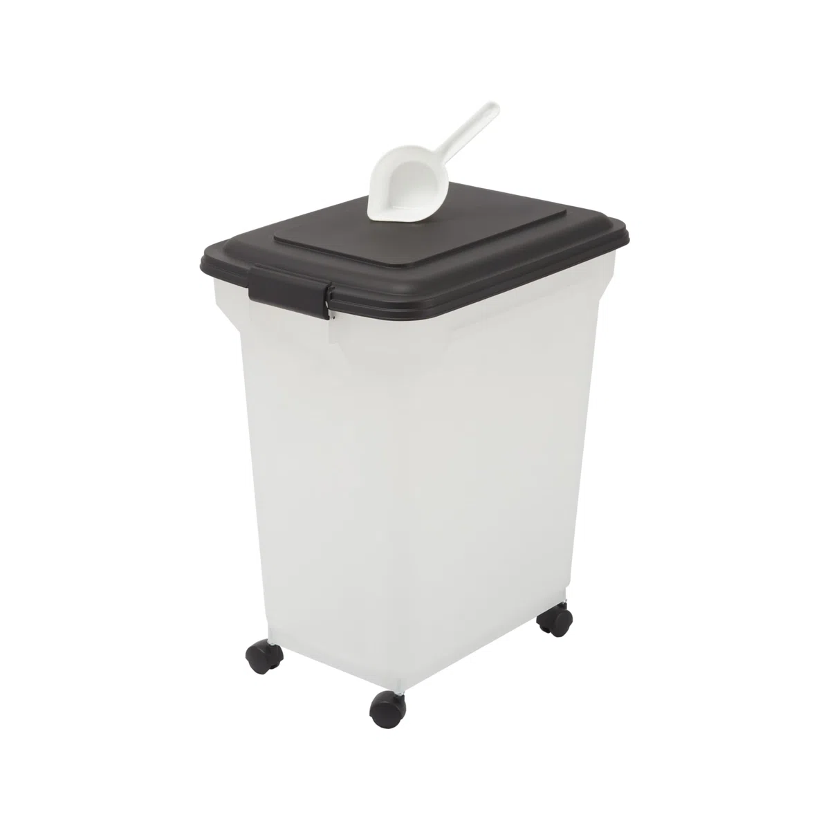 Iris Ohyama Contenedor pienso con ruedas, 45L/15kg, Negro, Contenedor comida perro, Pienso gatos, Hermética, para Mascotas, Transparente, Pet Food Container, Dog Food Storage, Libre de BPA, ATS-L